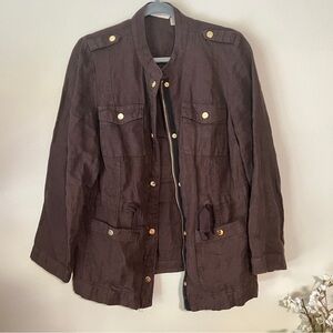 Chico’s Chocolate brown 100% linen breathable lightweight jacket size 1